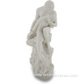 White Marble Finish Nude Sculpture of The Lovers